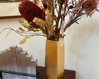 Gold Vase of dried flowers