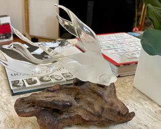 Glass Hand Blown Fish on Wood