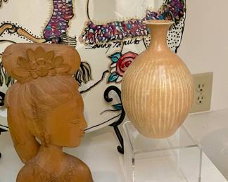 Decorative vase, Mid-century carved modernist female figure