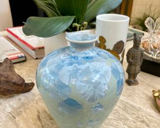 Blue Crystalline vase