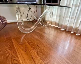 Acrylic vintage coffee table with glass top 