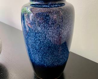 Otagiri Japan Blue Speckled graduated color ceramic vase
