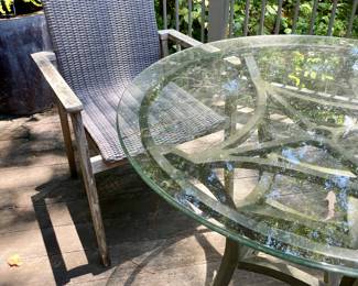 Frontgate 2 chairs and glass top table
