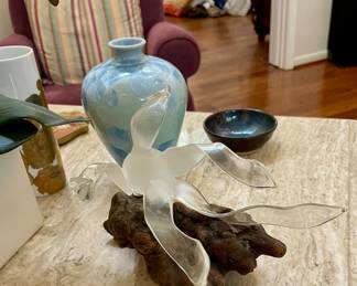 Glass Hand Blown Fish on Wood