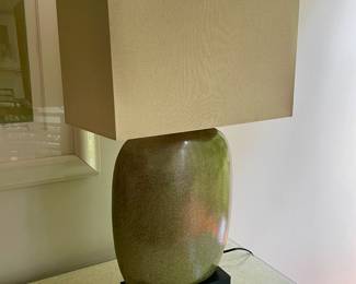 Beautiful pair of green ceramic lamps 