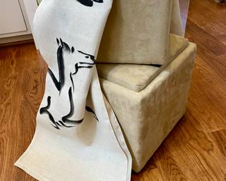 Japanese cloth and pair of ottomans that nest