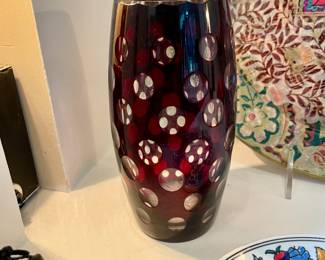 Ruby cut to clear vase