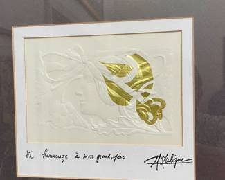 Marie Claude Lalique signature framed art