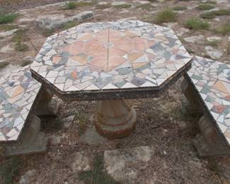 3 piece concrete mosaic patio set