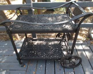 Cast aluminum matching serving cart
