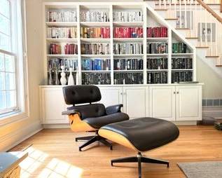 Eames Chair by Herman Miller Chestnut wood and Chocolate Brown Leather 
