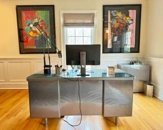 Industrial Brushed Chrome MidCentury Modern Desk 