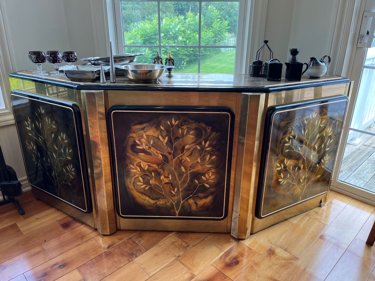 Vintage mid-century Bernhard Rohne for Mastercraft “Tree of Life” credenza.