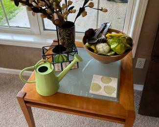 Glass-top accent/side table; nice selection of home decor sale-wide.