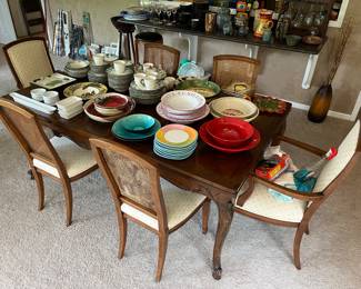 Kindel extending dining table with chairs.