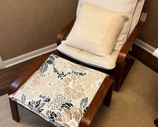 IKEA chair and ottoman.
