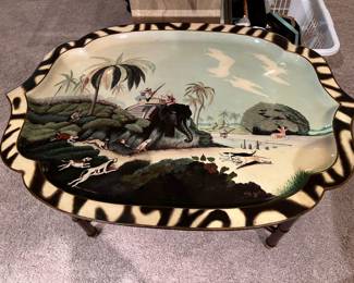Drexel Heritage hand-painted tray with stand.
