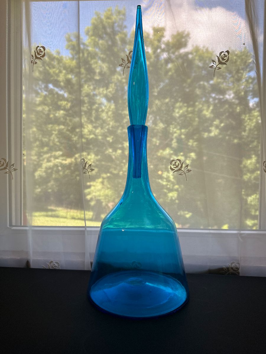 1960s Blenko “Wayne Husted” Vintage Flame Stopper Glass Decanter