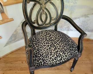Sheraton style leopard print upholstered chair