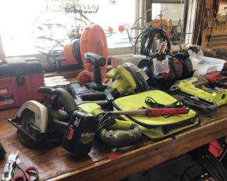 Blower, chain saw, power stapler 