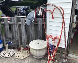Umbrella stands, candy cane valentines hearts 