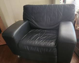 Navy Blue Leather Chair