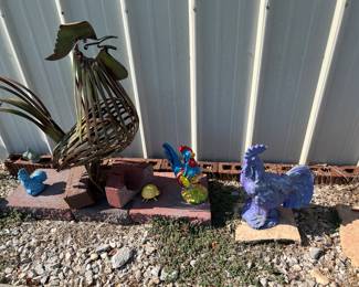 Yard ornaments - Roosters and Chickens