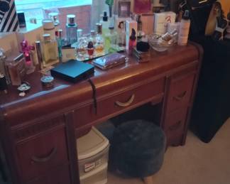 Vintage vanity stocked up with new inbox colognes and perfumes