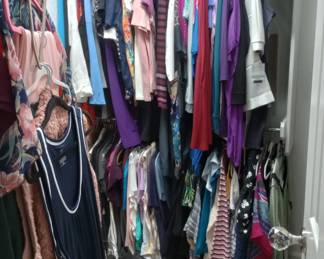 Ladies clothing mostly sizes large and extra large. Shoes are size 8