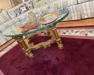 Regency glass top and gold leg coffee table
