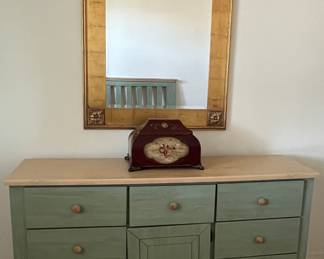 Dresser, Gold Framed Mirror
