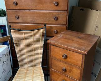Dresser, Nightstand, Rattan Chair