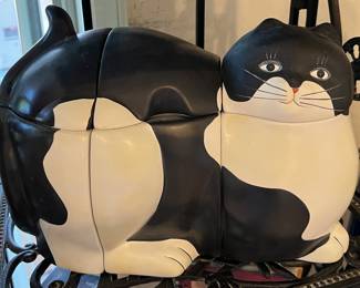 6-piece Sakura Warren Kimble Tuxedo Cat Canister Set