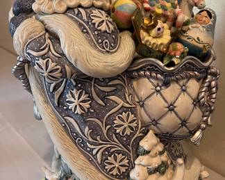 Fitz & Floyd Crystal White Santa Cookie Jar