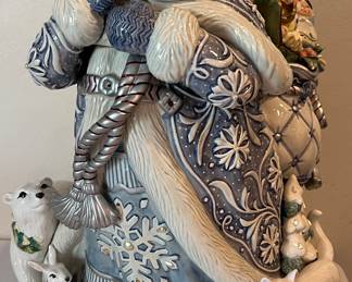 Fitz & Floyd Crystal White Santa Cookie Jar