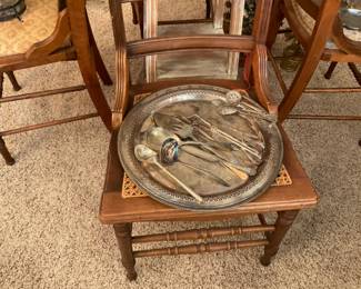 VINTAGE SERVING PIECES.   SILVER PLATE