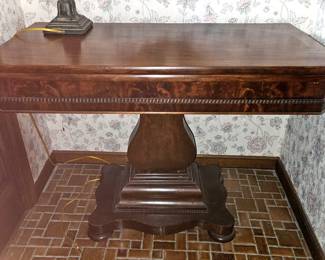 Wood Pedestal Entry Table, 28" x 38" x 19"