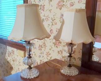 Glass 16" Table Lamps, Qty 2