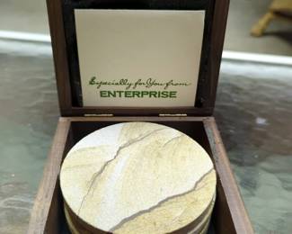 Picture Sandstone Hand Crafted Coasters, Qty 4, In Box
