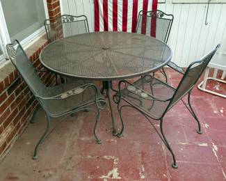 Wrought Iron Patio Dining Set, 30 " x 47" Round, Including Chairs, Qty 4