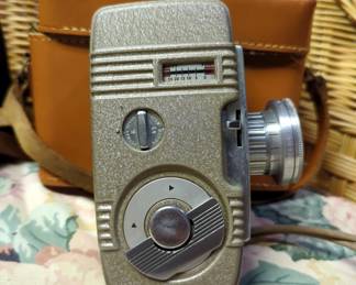 Revere "50" 8mm Movie Camera, In Leather Carry Case, Including Instruction Manual And How To Guide And Tasko Zip Binoculars In Case