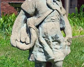 Cast Concrete Girl Holding Basket, 42"