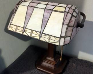 Stained Glass Style Desk Lamp, 13.5", Powers On
