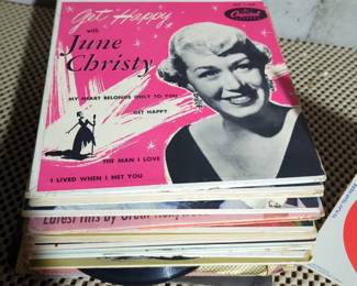 Snow White And The Seven Dwarfs LP Record Birthday Card And Records Including Top 12 Tunes, Johnny Mathis, Harry Belafonte, Chuck Berry And More, Approx Qty 20

