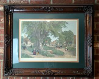Albert Fitch Bellows "The Village Elms" Print, Matted And Framed Under Glass, 41.5" x 33.5"