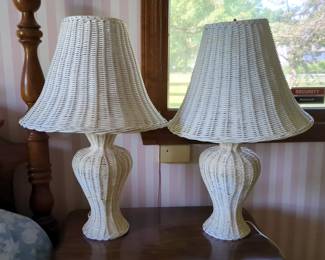 Wicker 24" Table Lamps, Qty 2, Powers On