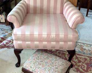 Decorating Den Upholstered Arm Chair, 35" x 33.5" x 30", Including Foot Stool, 9" x 16" x 12.5"
