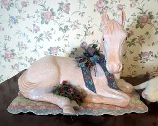 Ceramic 13" Horse And 5.5" Ceramic Rabbit