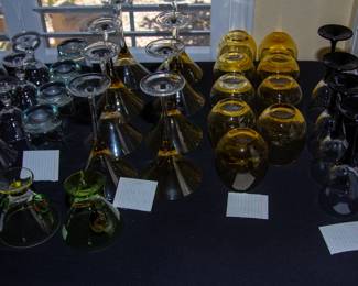 Variety of colored drinking glasses 