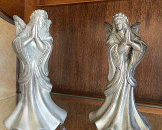 heavy pewter Indonesian candlesticks